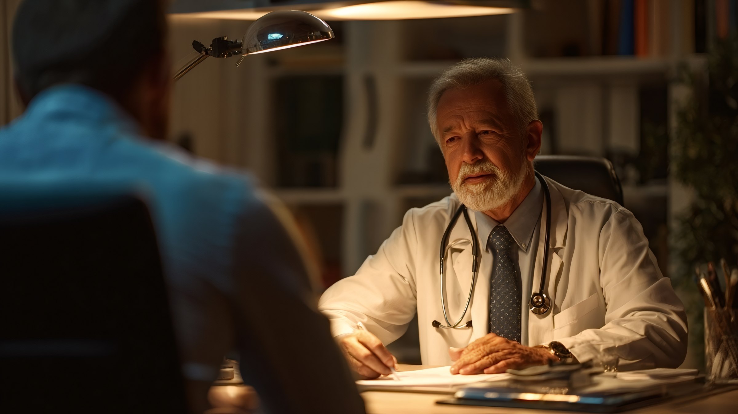 A physician consulting with a patient